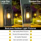 Large Size Outdoor Wall Light Fixtures, Exterior Lighting Fixtures Porch Sconces Wall Mounted, Waterproof Black Outdoor Wall Lanterns Lamps, Outside Lights for House Patio Front Door Entryway, 2-Pack