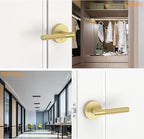 Amerdeco 3 Pack Brushed Gold Passage Door Handles,Heavy Duty Non-Locking Door Lever for Hall, Closet,Office Area, Shopping Malls AM0016