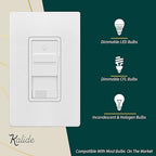 TOPGREENER Dimmer Light Switch for 200W Dimmable LED/CFL Lights, Single Pole/3-Way LED Slide Dimmer Switch,Neutral Wire Not Required,TGSDS3-W-10PCS, 10 Pack, White