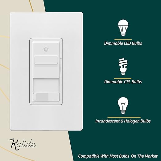 TOPGREENER Dimmer Light Switch for 200W Dimmable LED/CFL Lights, Single Pole/3-Way LED Slide Dimmer Switch,Neutral Wire Not Required,TGSDS3-W-10PCS, 10 Pack, White