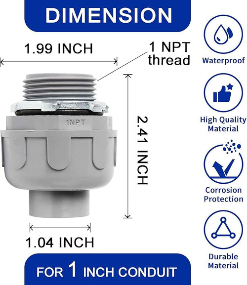(1" Conduit Coupling 10 Pack) Yariwiz 1 inch Plastic Liquid Tight Conduit Coupling