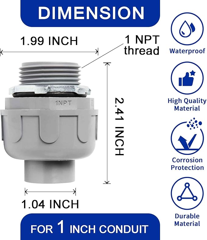 (1" Conduit Parts 30 Pack) Yariwiz 1 Inch PVC Electrical Conduit Fitting Plastic Liquid Tight Conduit Connector Kit, 10 Pack of Conduit 90 Degree Elbows and 10 Pack of Conduit Straps
