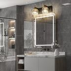 Aipsun Vanity Lighting Fixtures for Bathroom Matte Black Vanity Lights Fixtures Crystal 2 Lights Wall Light Fixture Over Mirror(Exclude Bulb)