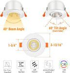 CLOUDY BAY 3 Inch 5CCT LED Eyeball Recessed Light,Dimmable Swivel Adjustable Downlight, 2700K/3000K/3500K/4000K/5000K Selectable,8W,Airtight,ETL,FCC,Pack of 6