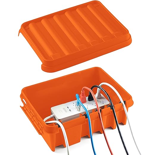 SockitBox – The Original Weatherproof Connection Box – Indoor & Outdoor Electrical Power Cord Enclosure for Timers, Extension Cables, Transformers, Power Strips, Lights, Tools & More – Large – Orange…