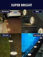 Solar Dock Lights, Super Bright Disc LED Outdoor Waterproof, Anti-Slip & Anti-Trip Flat Low Profile for Marine, Deck, Ground, Pool, Pier, Pathway, Step (Warm White, 2Pack)