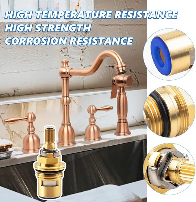 Cartridge for Kohler K-GP77005-RP & K-GP77006-RP Faucet Ceramic Valve, Hot and Cold Faucet Cartridge Replacement Parts, 2 Pack Ceramic Valve Replacement - Brass