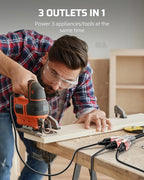 DEWENWILS 2 FT 12/3 Gauge Indoor/Outdoor Tri-Tap Extension Cord Splitter, STW 15 Amp Contractor Grade Heavy Duty Power Cable with LED Lighted Plug, UL Listed, Pack of 3