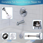 Enhon 2 Set Tub Spout Diverter Repair Kit, Includes 2 x Diverter Valve Stems, 2 x Cup Seals and 2 x Gates, Bathroom Shower Bathtub Leaky Faucet Repair Replacement Parts (Chrome,Classic)