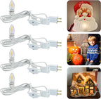 KGC 4 Pack Chainable Accessory Cord with C7 LED Light Bulb, 6 Ft Indoor Blow Mold Light Cord with Male and Female Plugs for Halloween Pumpkins Christmas Village Houses and Craft Projects Decoration