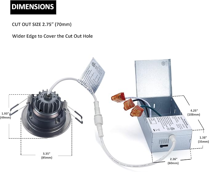 Premium Canless Recessed Gimbal Downlight Rotatable-Spotlight 5 CCT 3 Inch Eyeball Ceilling Potlight, Dimmable Recessed Lights Fixture with Junction Box, 8W, Oil Rubbed Bronze, 6P