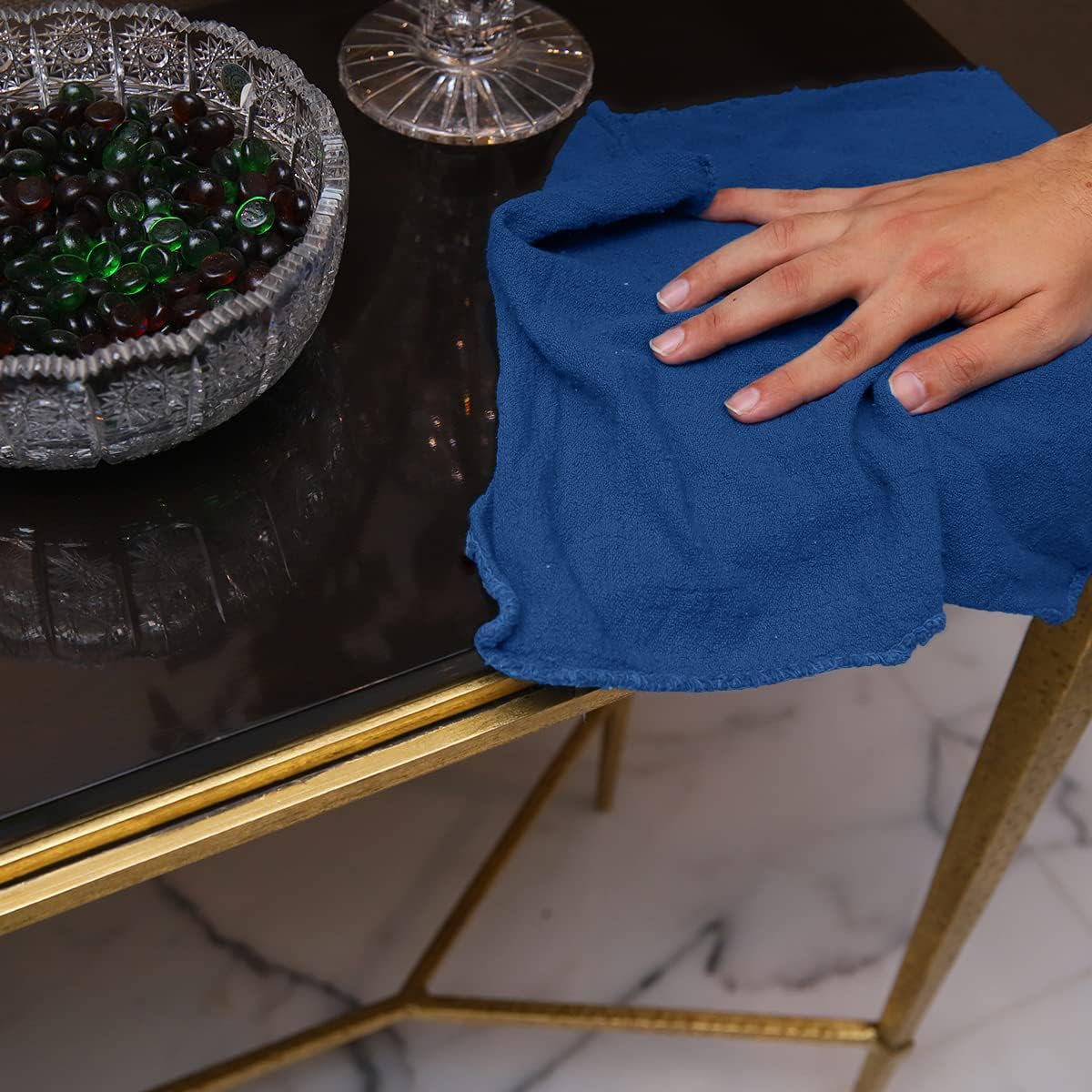 Avalon Towels Cotton Shop Rags – (Pack of 600) Size 12x14 Inches Cleaning Rags – Absorbent Shop Towels and Multipurpose Cleaning Towels for Automobiles, Industries, Garage and Homes (Blue)