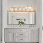 Crystal Vanity Lights 6-Light Chrome Bathroom Vanity Lights Modern Crystal Bathroom Light Fixtures Over Mirror 51.18" Long Vanity Light for Bathroom