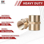 Hex Couplings, 1/4" NPT Female To Female Brass Hex Nipple Adapters, Brass Pipe Extension Fittings for Oil/Air/Water/Gas Systems. (12 Pack)