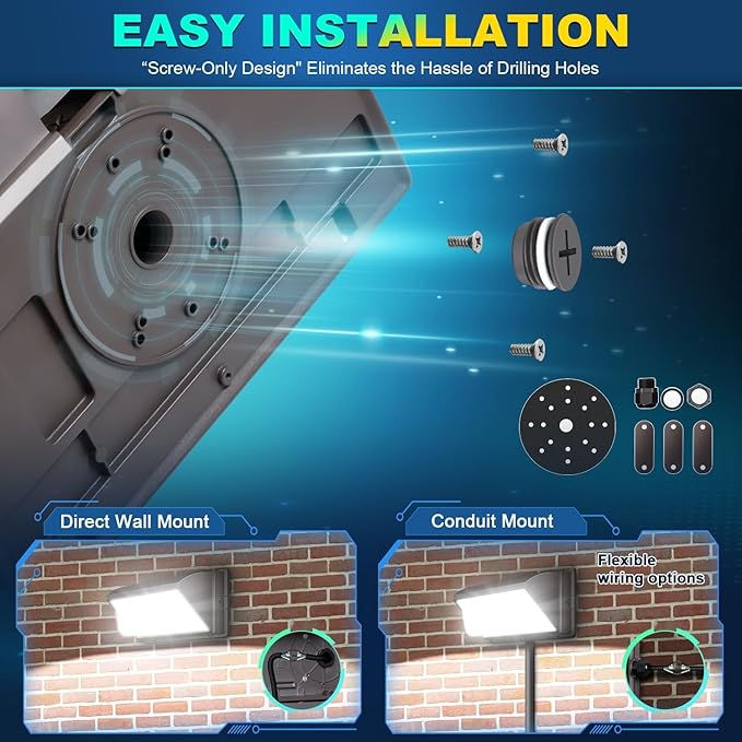 ledmo LED 120W Wall Pack Light with Photocell, Dusk to Dawn Outdoor Commercial Security Lighting, 5000K IP65 Waterproof 15840LM 4 Pack