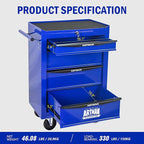 4 Drawers Rolling Tool Box on Wheels, Multifunctional Tool Chest Cabinet with Lock, Drawers Rolling Tool Cart Trolley Organizer Tool Storage Case for Warehouse,Garage,Workshop (Blue)