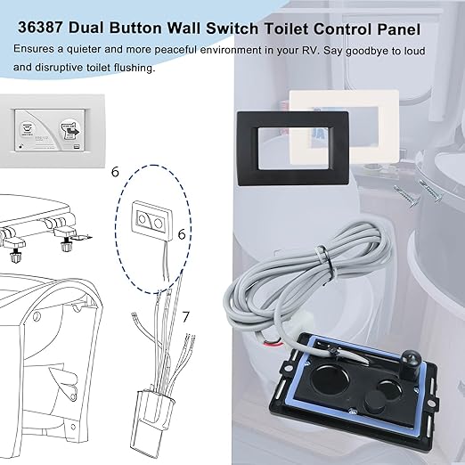36387 Dual Button Wall Switch Toilet Control Panel Fit for Thetford Tecma Toilet Silence Plus April 2006 to Present
