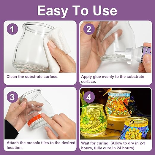 200g Mosaic Tile Glue Clear, Mosaic Adhesive, Strong Bond, Fast Drying, Waterproof, Non-Toxic, Perfect for DIY Tile Art Projects & Craft Enthusiasts