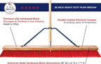 USA Broom 36" Everyday Sweep Indoor/Outdoor Push Broom with 60" Handle. Ideal for Garages & Shops. Durable American Made Steel Brackets-All Stainless Steel Hardware. No Plastic. 100% Made in The USA.