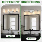 DORESshop 4-Light Vanity Light Fixtures, Chrome Bathroom Light Fixtures Over Mirror with Clear Glass Shade, Modern Vanity Lights for Living Room Bedroom