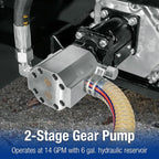 BILT HARD 35-Ton Horizontal/Vertical Gas Powered Hydraulic Full Beam Log Splitter with 301cc OHV Engine, 2" Ball Coupler, 16" DOT Tires, 2 Stage Gear Pump, Firewood Splitting Wood Machine, Auto Return