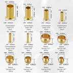 280PCS Compression Fittings Assortment kit - 6 Sizes (1/4", 3/8", 5/16", 1/2", 3/16",1/8") of Brass Compression Sleeve Ferrule & Insert, Connect for Air, Water, Fuel, Oil and Inert Gases