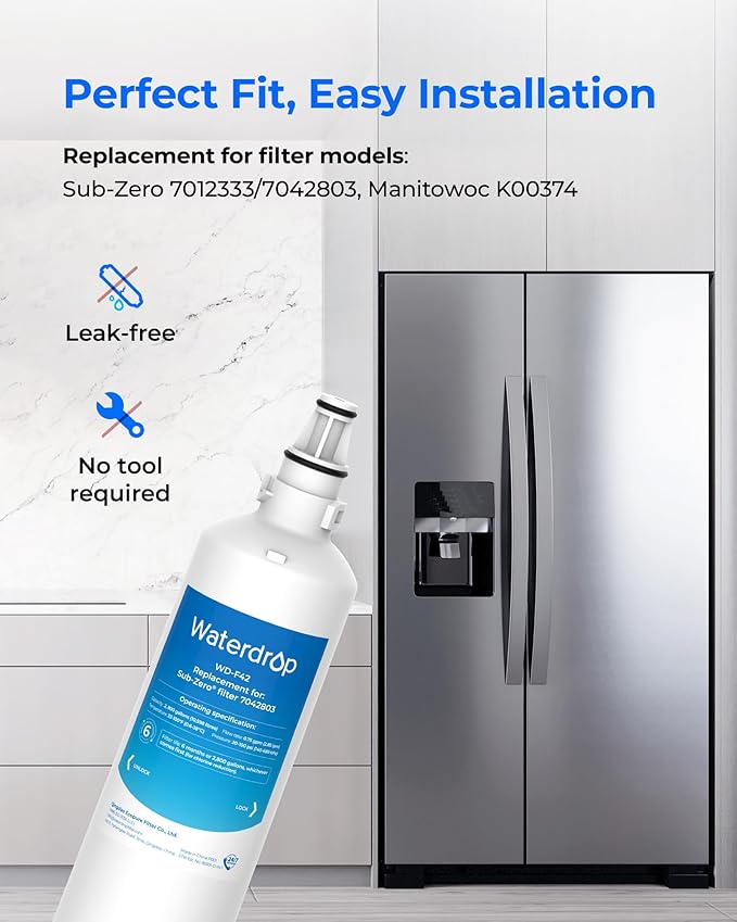 Waterdrop 7012333 Ice Maker Water Filter, Replacement for Sub-Zero 7012333/7042803, UC-15, UC-15IP Ice Maker Water Filter, Manitowoc K00374 K00374001