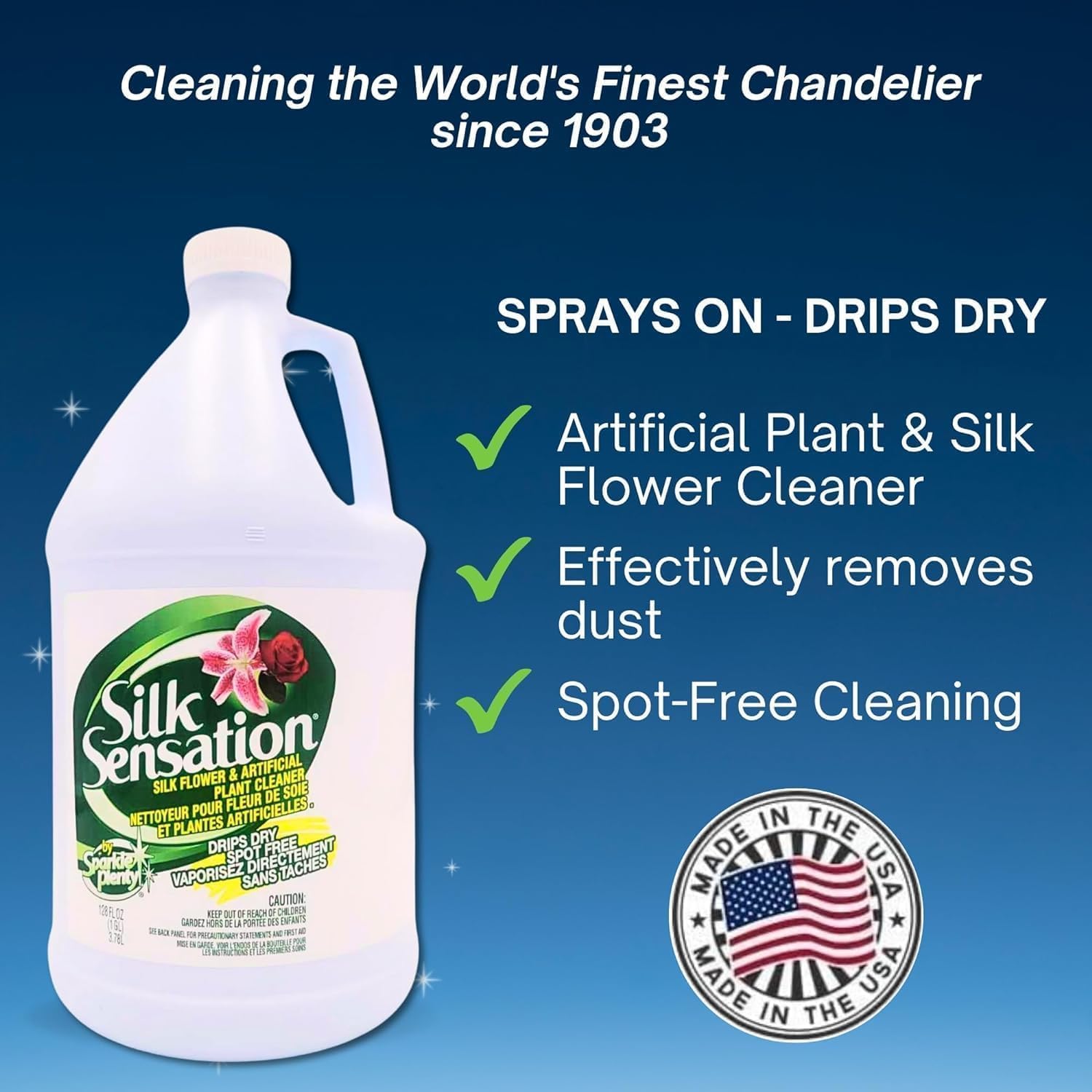 Sparkle Plenty Silk Sensation - Dusting Silk Plant Cleaner Spray No Wipe for Fake Flower & Greenery - Artificial Plant Cleaner Spray No Wipe - Cleaning Leaf Shine for Indoor Plants (160 oz, 2 Pack)