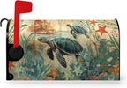 Sea Turtle Mailbox Cover Oversized Summer Nautical Mailbox Covers Magnetic Large Size 25.5x21 Inch Ocean Coral Mail Box Wraps Coastal Post Letter Box Decor