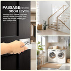 GOBEKOR 1 Pack Passage Lever Door Handles Satin Nickel Straight Door Levers for Closet Door Lock Keyless Square Interior Door Handle with Lock