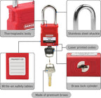 Lockout Tagout Locks - 5 Pack Red Loto Locks, Keyed Alike Padlock OSHA Compliant Lock Out Tag Out Lock Safety Padlocks for Electrical Lockout Tag Out Kits