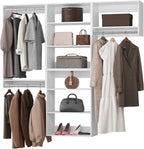 ROOMTEC Modular Closet System, 78" Wall-Mounted Closet Organizer with Hanging Rods, Modern Wooden Tower for Walk-In Closets, Wardrobe Storage Kit, White