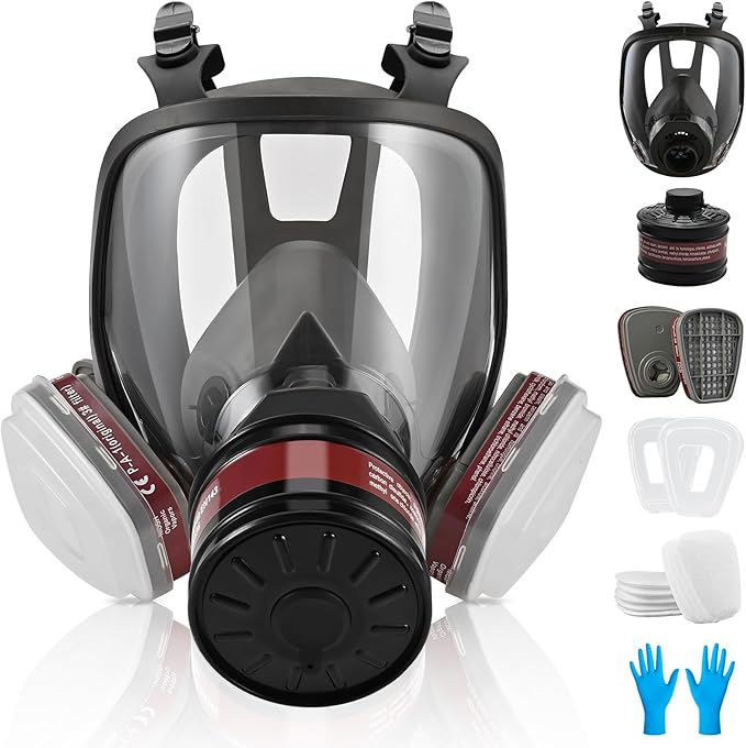 Half & Full Face Respirator Mask with Filters, Gas Masks for Construction Work, Paint, Dust, Spray, Welding, Sanding