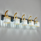 Crystal Vanity Lights 5-Light Black Gold Bathroom Vanity Lights Modern Crystal Bathroom Light Fixtures Over Mirror 42.51" Long Vanity Light for Bathroom