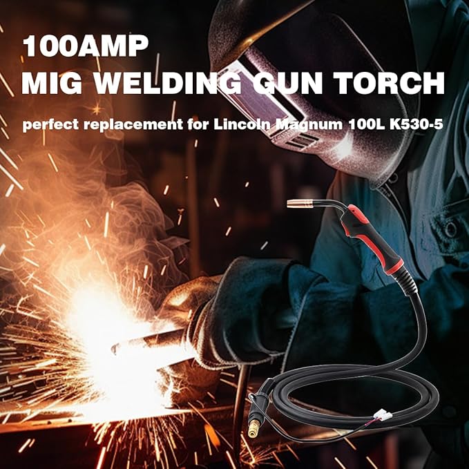 MIG Welding Gun Magnum 100L K530-5 Torch 100Amp 10ft Replacement for Lincoln Magnum 100L K530-5 with Female Spade Terminals