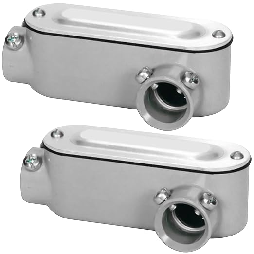 OHLECTRIC Heavy Duty Aluminum EMT Set Screw Conduit Body (LL-Type - 1½”) Service Entrance Elbow Conduit Bodies, Durable Conduit Fitting, Rustproof, Cover & Gasket Included Conduit Body Fitting (2-Pk)