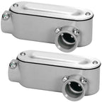 OHLECTRIC Heavy Duty Aluminum EMT Set Screw Conduit Body (LL-Type - 1½”) Service Entrance Elbow Conduit Bodies, Durable Conduit Fitting, Rustproof, Cover & Gasket Included Conduit Body Fitting (2-Pk)