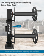 Upgrade Heavy Duty Double Welding Cable Lead Reel, 10" Lockable Welding Lead Reel with 10°Tilting Fixed Base and Metal Pin, Accommodates 150 Feet of 1/0 and 125 Feet of 2/0 Cable