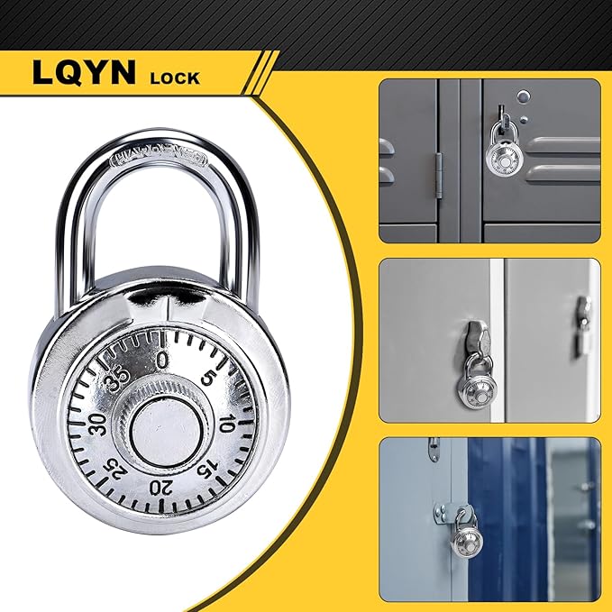 Combination Lock, LQYN Standard Dial Combination Lock, Pack of 48; Silver Turnplate, 2 in. Wide, Fixed Three Digital Combination, for School, Gym & Locker, Toolbox, Gate