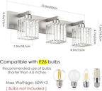 Aipsun Brushed Nickel Vanity Light Bathroom Lighting Fixtures 3 Light Crystal Modern Bathroom Vanity Light (Exclude Bulb)