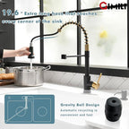 GIMILI Black and Gold Kitchen Faucet with Soap Dispenser Commercial Single Handle Spring Pull Out Kitchen Sink Faucets with Pull Down Sprayer
