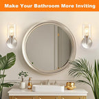 DLLT Wall Sconces Set of Two: Modern Bathroom Vanity Light Fixtures - Nickel Vanity Lights with Clear Glass Shade - Farmhouse Wall Lamp for Bedroom Living Room Mirror Hallway Kitchen