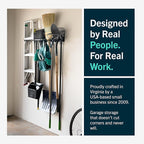 StoreYourBoard Wall-Mounted Rack With 4 Garage Hooks – Heavy-Duty Steel Holder Garage & Garden Storage for Shed, Workshop, or Home Organization – For Rakes, Shovels, Tools & More – 2 Pack, Gray