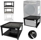 Washer and Dryer Pedestals - 28" W, 16" H, Black Steel Universal Fit with Major Brands, Leak-Proof Laundry Pedestal with Drain Pan & Hose, Washer and Dryer Stand for Back Pain Relief, 800 lbs Capacity