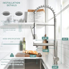 Fapully Commercial Kitchen Sink Faucet, Pull-Down Sprayer Kitchen Faucets Brushed Nickel