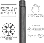 PIPE DÉCOR 1/2" x 2-1/2" Malleable Cast Iron Pipe Nipple, Pre Cut Connectors, Industrial Steel Grey Fits Standard Half Inch Black Threaded Pipes Nipples and Fittings, Vintage DIY Furniture, 10 Pack