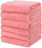 kimteny Kitchen Cloth Dish Towels, 13x28 Inches Premium Dishcloths, Super Absorbent Coral Velvet Microfiber Cleaning Cloths, Fast Drying Rags for Washing Dishes (13x28-6 Pack, Pink)