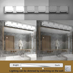 Tipace 6 Lights Dimmable LED Modern Vanity Lights for Bathroom, Chrome Bathroom Wall Light Fixtures Over Mirror (White Light 6000K)