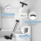 Air Plunger for Drain, High Pressure Air Drain Blaster with Visual Barometer Stainless Steel Toilet Clog Remover Toilet Unclogger Plungers for Bathroom, Toilets, Sink, Kitchen, Clogged Pipe