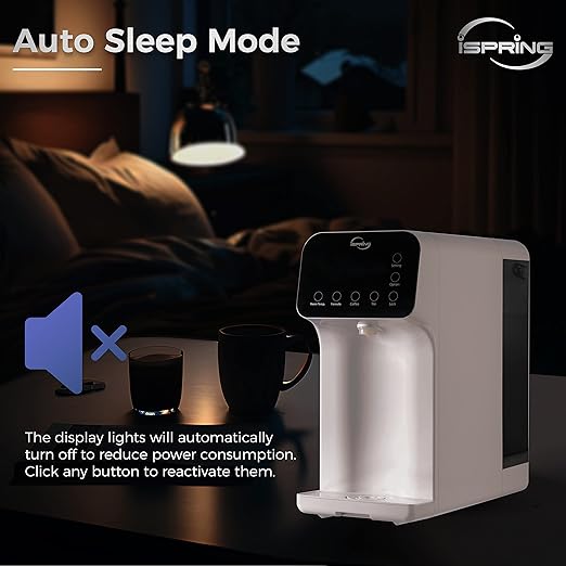 iSpring RCD100 5-Stage Countertop Reverse Osmosis System, Instant Hot RO Water Dispenser with UV, 2.5:1 Pure to Drain, 100 GPD Portable Water Filtration System, 4 Temperature Options, Plug and Play